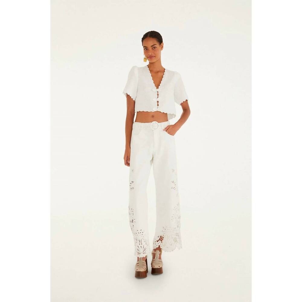 NEW FARM RIO women's roses crop top in off white - Picture 5 of 5